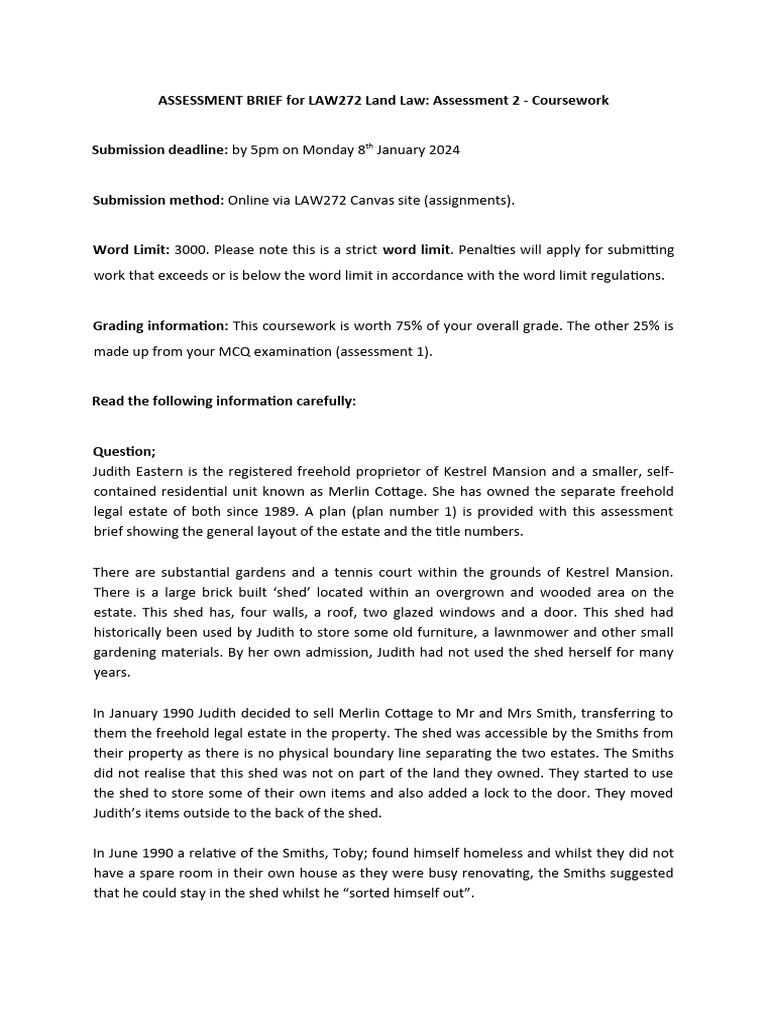 ASSESSMENT+BRIEF+for+Assessment+2+ +coursework | PDF | Shed | Common Law