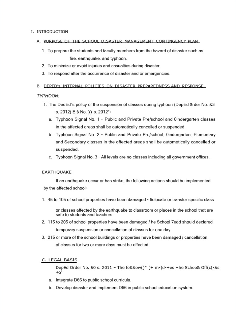 School Disaster Management Plan | PDF | Emergency Management | Disaster ...