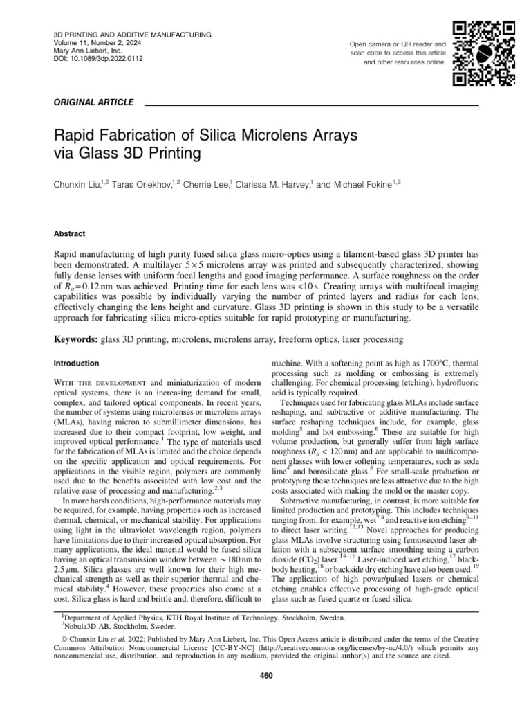 Liu Et Al 2024 Rapid Fabrication of Silica Microlens Arrays Via Glass ...