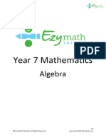 Year 7 Maths - Algebra - Questions (Ch2)