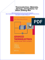 Download textbook Advanced Thermoelectrics Materials Contacts Devices And Systems 1St Edition Zhifeng Ren ebook all chapter pdf 