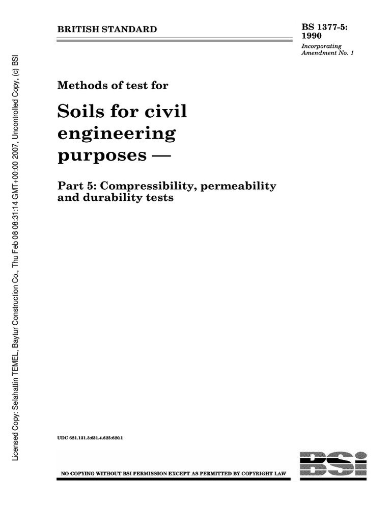 BS 1377-5: Permeability Tests | PDF | Materials | Applied And ...