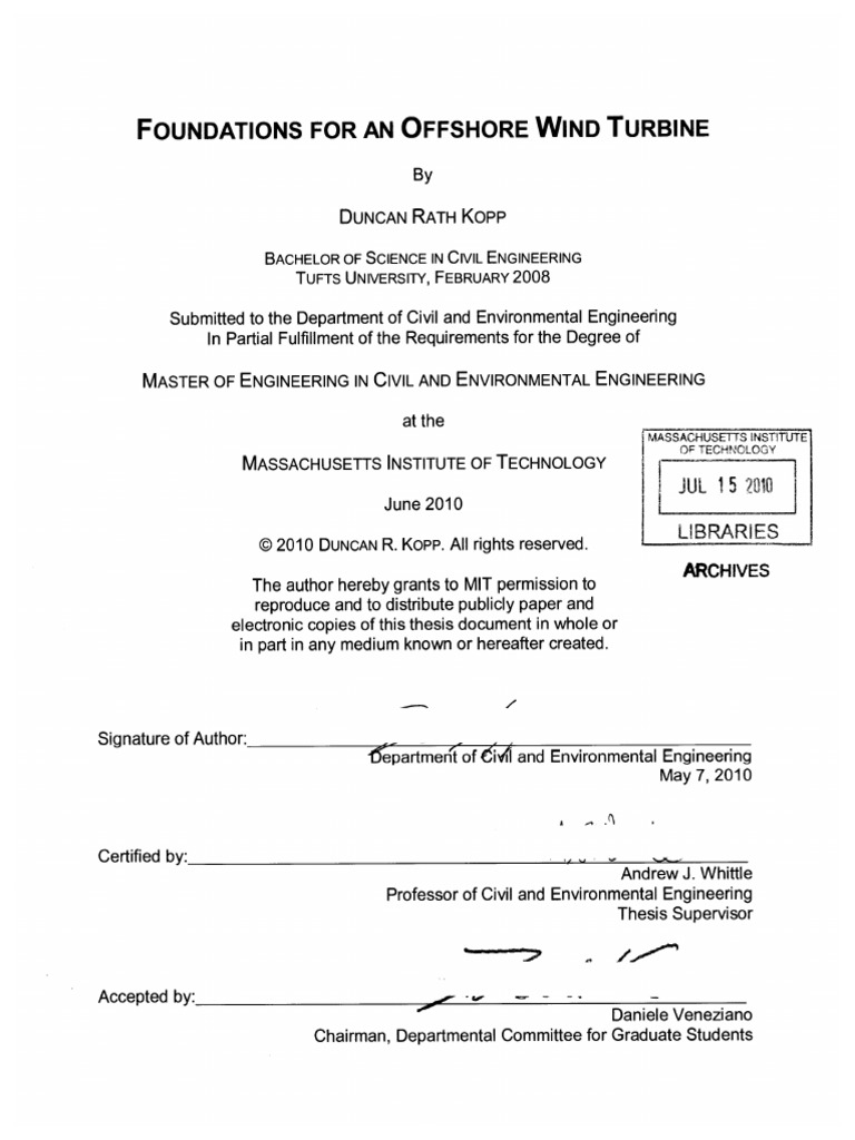 Foundations For An Offshore Wind Turbine: by Duncan Rath Kopp | PDF ...