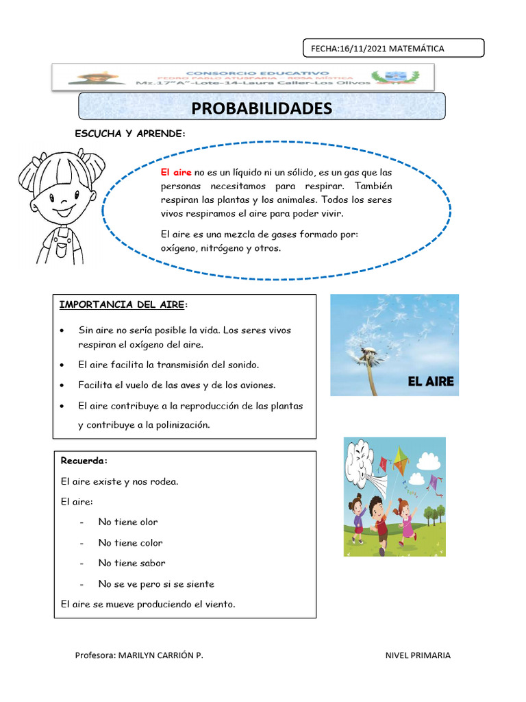 El Aire: Composición y Funciones para Niños | PDF | Atmósfera de tierra ...
