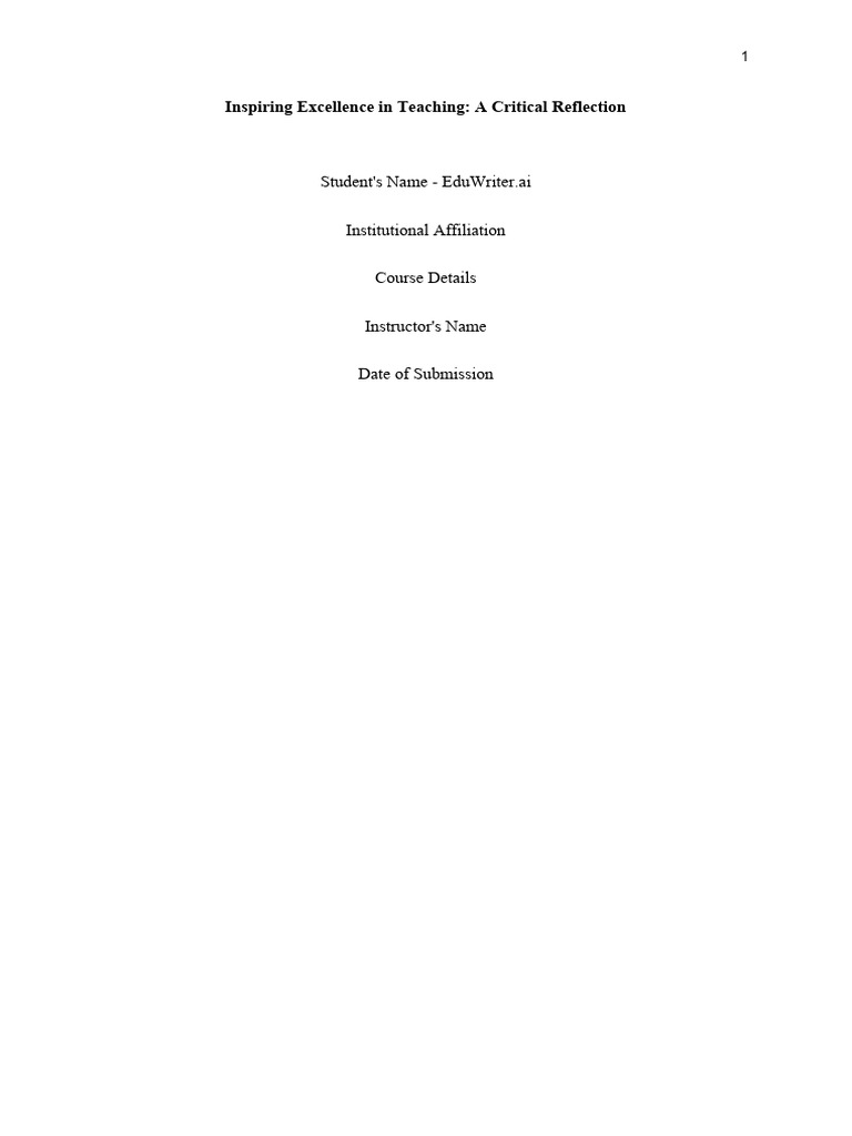 Inspiring Excellence in Teaching | PDF | Critical Thinking | Teachers