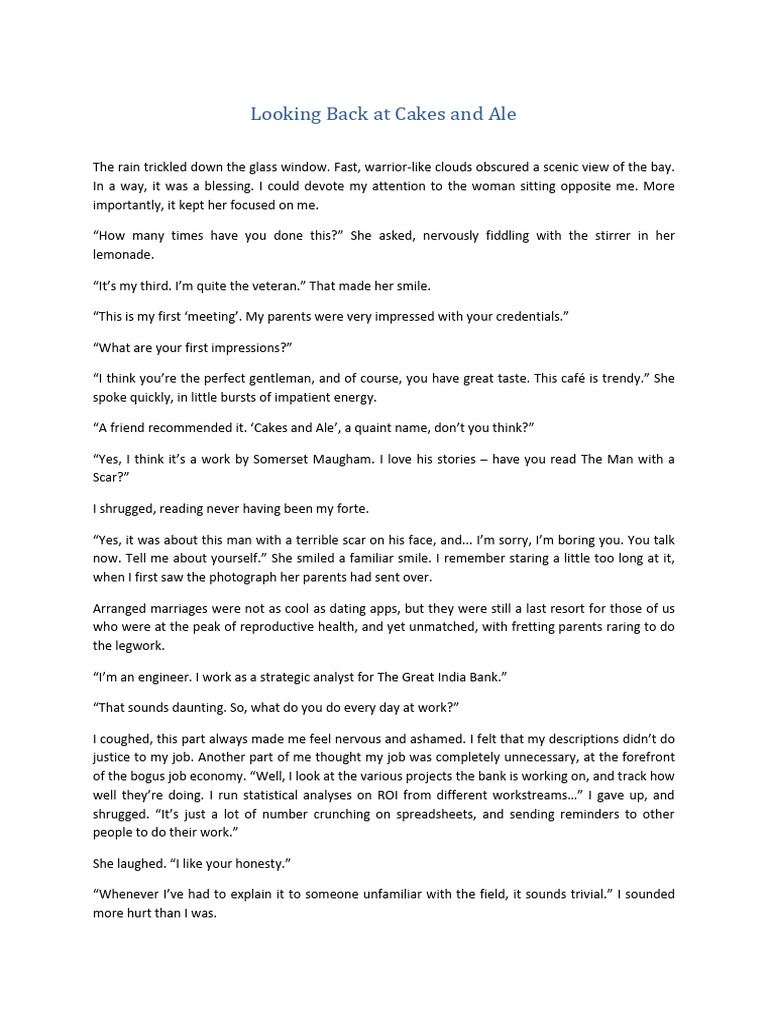 Looking Back at Cakes and Ale PDF