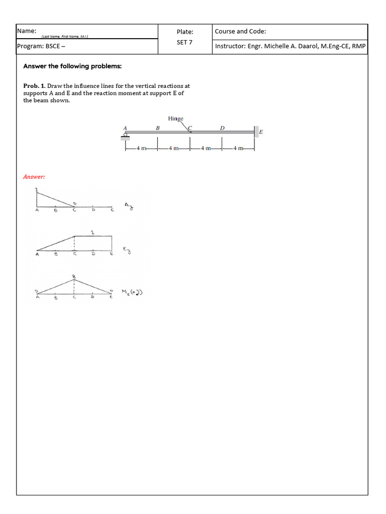 BCE 311 Plate Set 7 | PDF | Bending | Beam (Structure)
