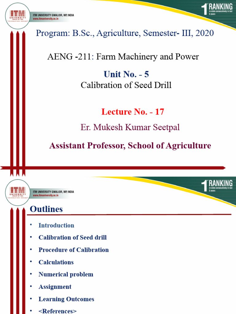 17.calibration of Seed Drill PDF Sowing Area