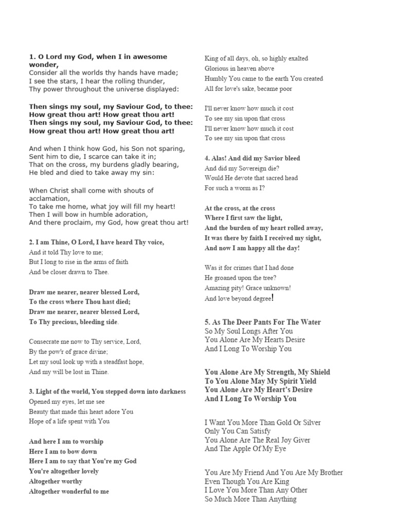 Worship Songs for Spiritual Reflection | PDF | Jesus | God