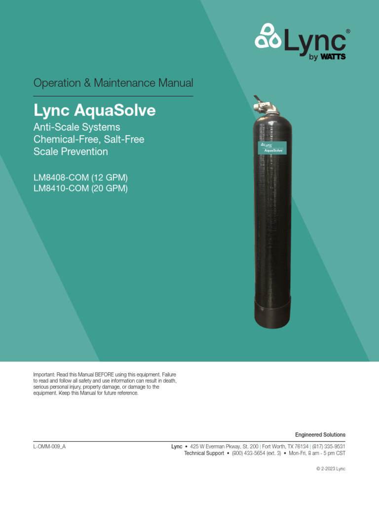 Lync AquaSolve Scale Prevention Guide | PDF | Water | Chemistry
