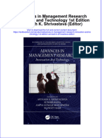 Download pdf Advances In Management Research Innovation And Technology 1St Edition Avinash K Shrivastava Editor ebook full chapter 