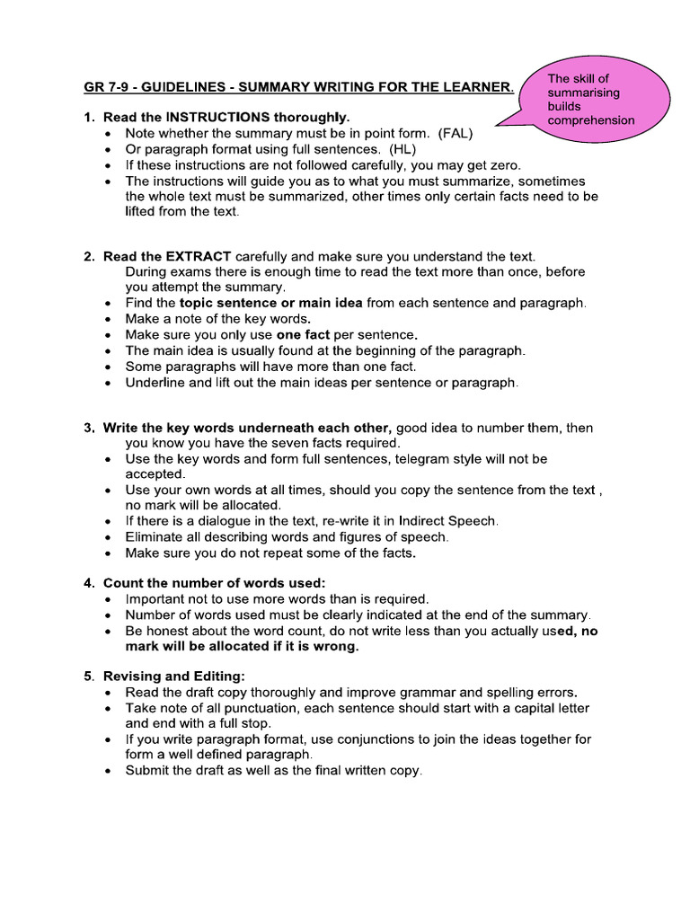 Summary Tips | PDF