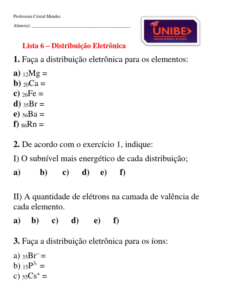 Lista de Exercícios 6 - Distribuição Eletrônica | Download grátis PDF ...