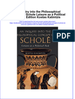 PDF An Inquiry Into The Philosophical Concept of Schole Leisure As A Political End 1St Edition Kostas Kalimtzis Ebook Full Chapter