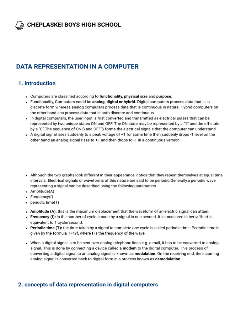 Data Representation in A Computer - 1570623181877 | PDF | Binary Coded ...