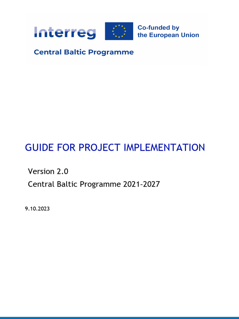 Central Baltic Project Implementation Guide | PDF | Logos | Evaluation