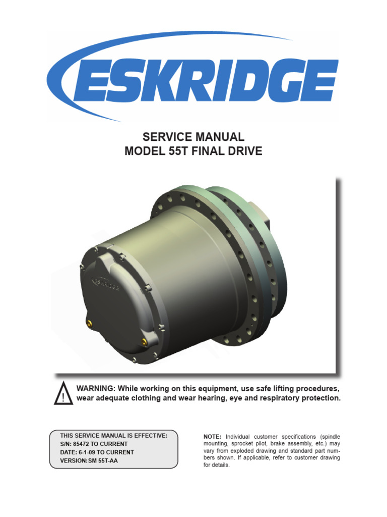 55T Final Drive Service Manual | PDF | Piston | Bearing (Mechanical)
