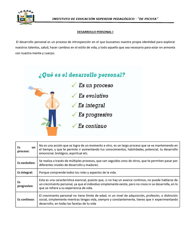 El Desarrollo Personal Es Un Proyecto de Vida | PDF | Desarrollo ...