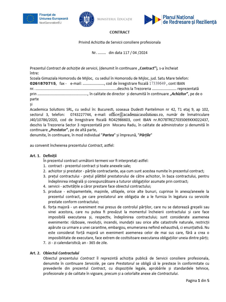 Model Contract PNRAS | PDF