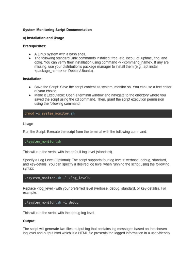 Linux System Monitoring Script Guide | PDF | Command Line Interface ...