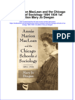 Download textbook Annie Marion Maclean And The Chicago Schools Of Sociology 1894 1934 1St Edition Mary Jo Deegan ebook all chapter pdf 