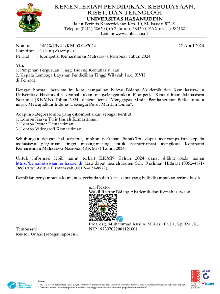 Kompetisi Kemaritiman Mahasiswa Nasional (KKMN) Tahun 2024 | PDF