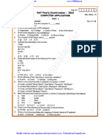 12th Computer Applications EM Half Yearly Exam 2022 Original Question Paper Coimbatore District English Medium PDF Download
