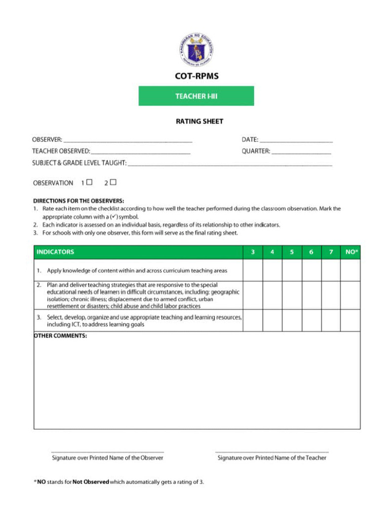CO1 Rating Sheet | PDF