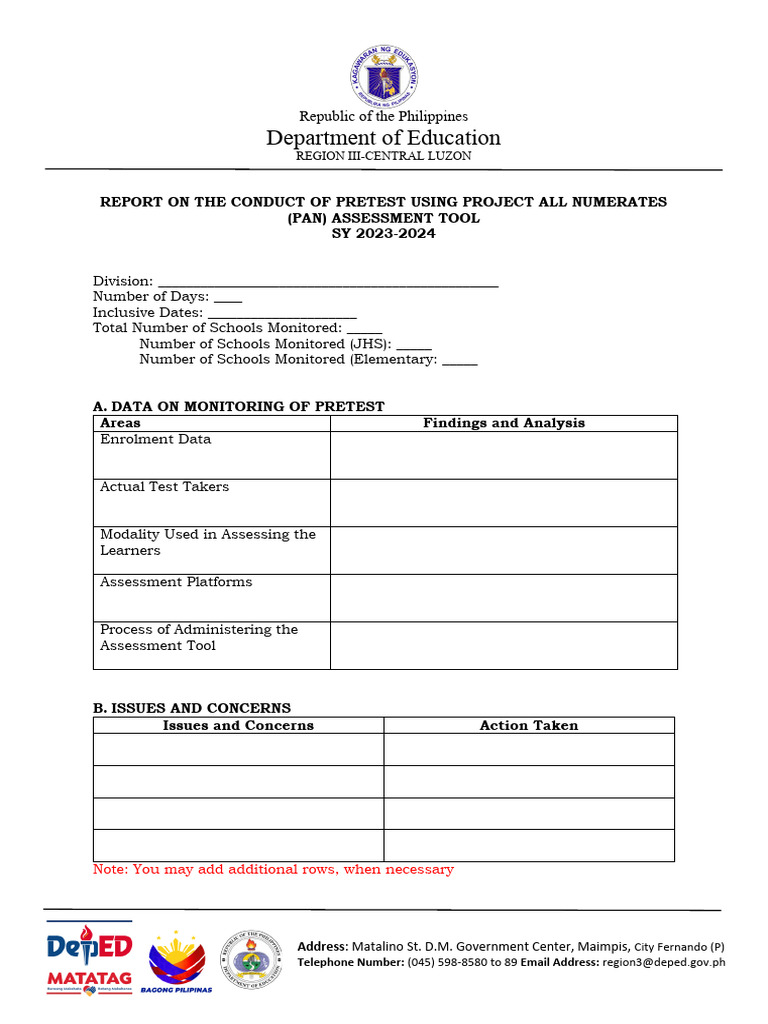 Pretest Report for Project All Numerates | PDF