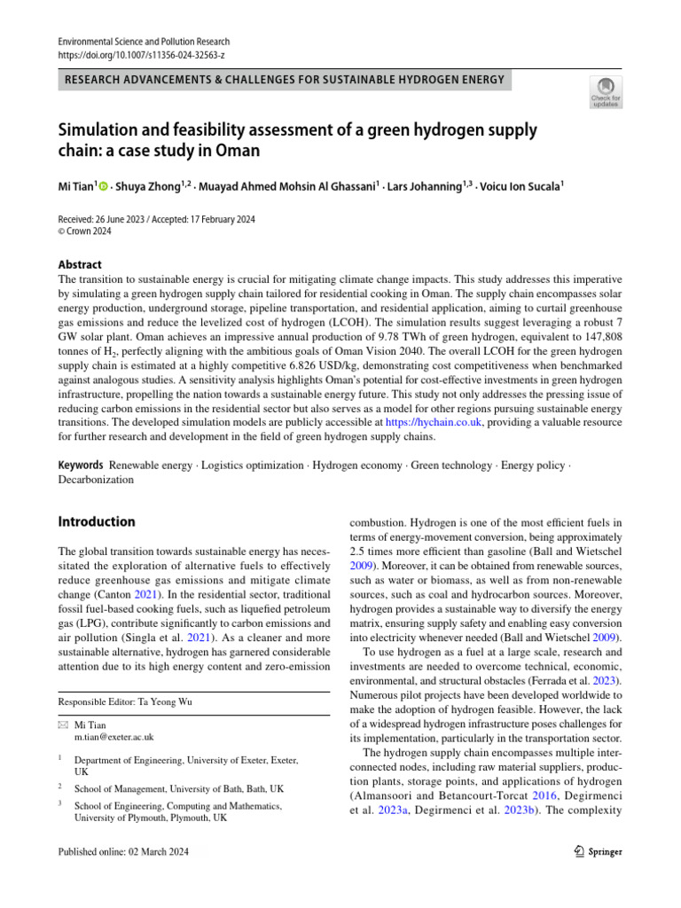 simulation-and-feasibility-assessment-of-a-green-hydrogen-supply-chain