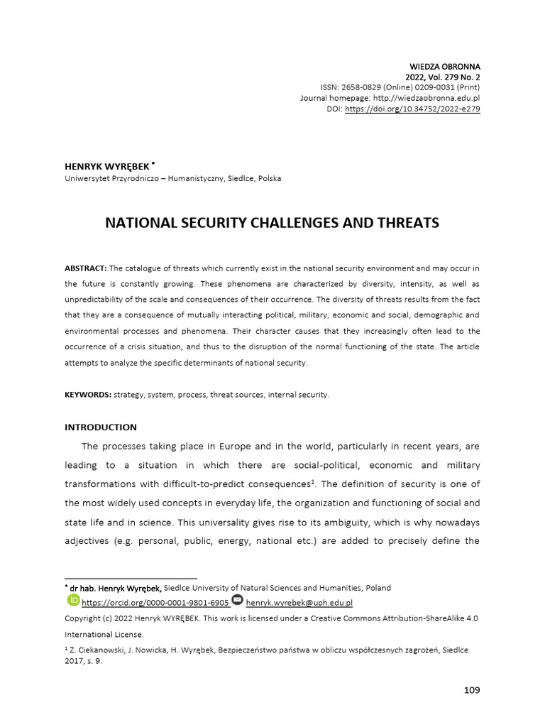 National Security Challenges and TH | PDF | State (Polity) | Safety
