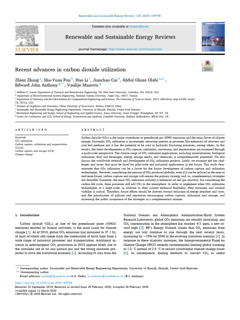 Advances in CO2 Utilization Technologies | PDF | Carbon Capture And ...