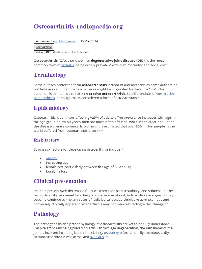 Osteoarthritis Pdf Osteoarthritis Epidemiology