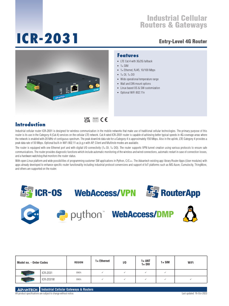 Industrial 4G Cellular Router ICR-2031 | PDF | Computer Network ...
