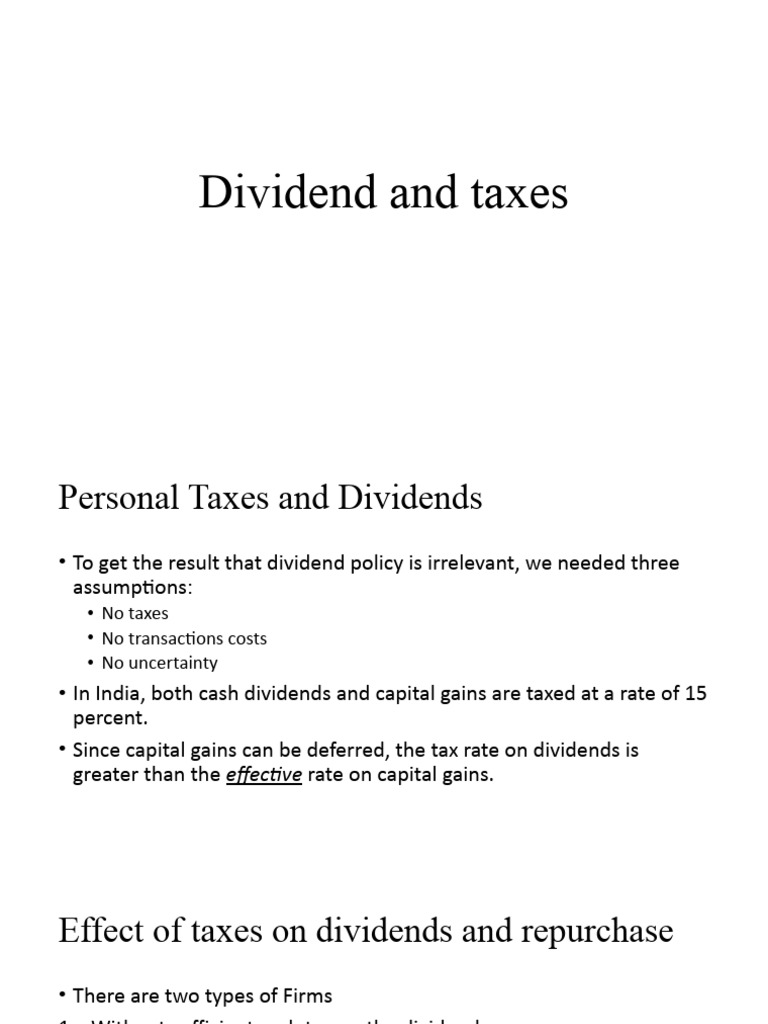 Dividend Tax Implications Explained | PDF | Dividend | Share Repurchase