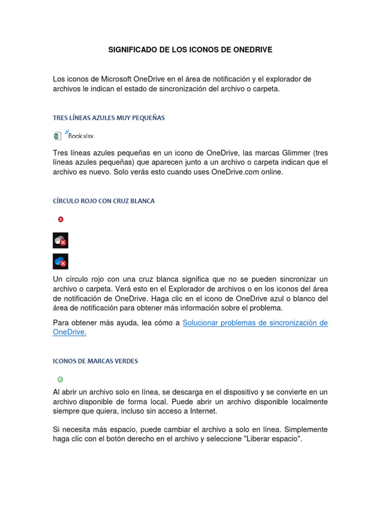 Significado Iconos Onedrive | Descargar gratis PDF | Archivo de