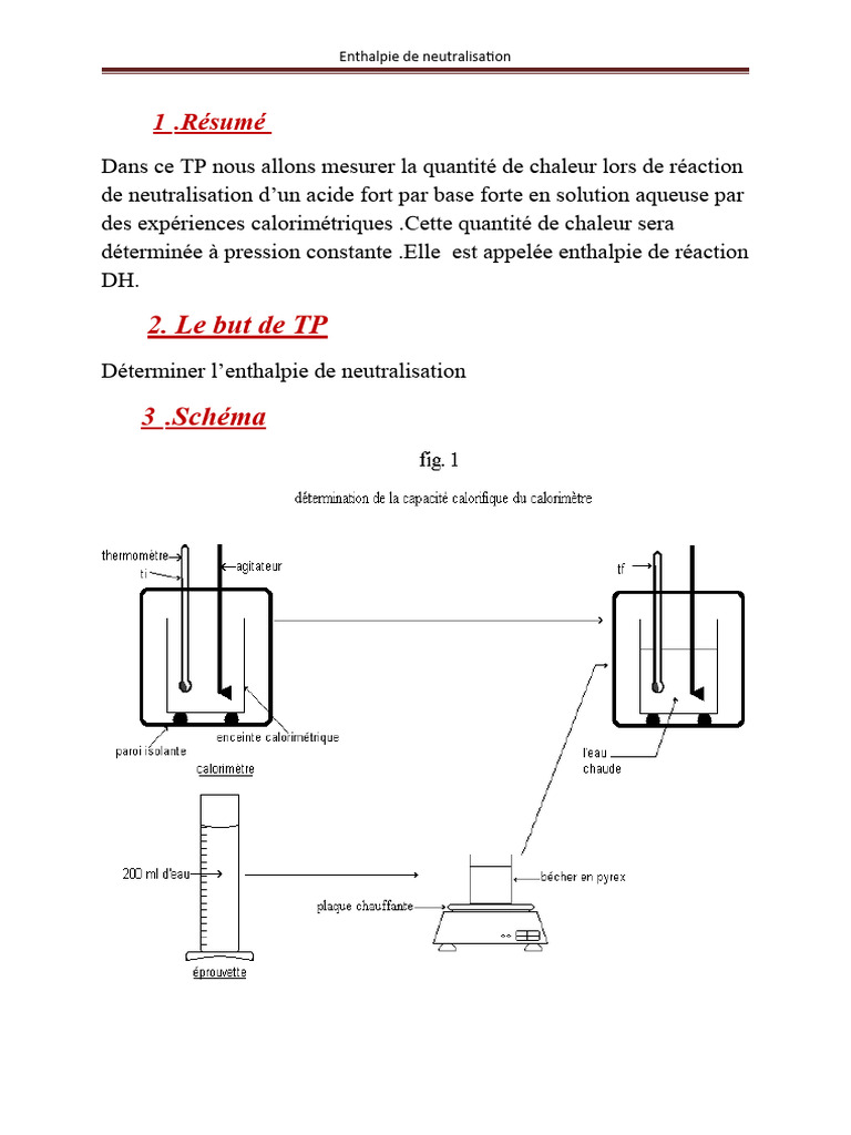 Mesure de l'Enthalpie de Neutralisation | PDF | Enthalpie | Chaleur