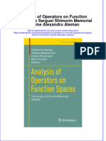 PDF Analysis of Operators On Function Spaces The Serguei Shimorin Memorial Volume Alexandru Aleman Ebook Full Chapter
