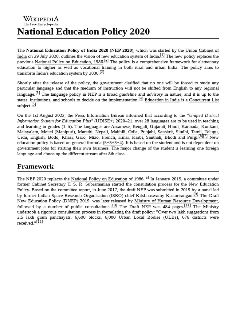 India's National Education Policy 2020 | PDF | Business | Social Science