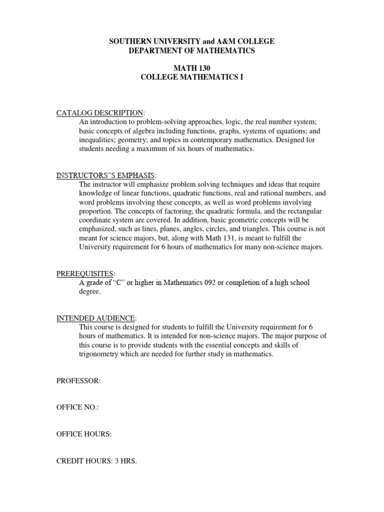 Math 130 College Mathematics | Download Free PDF | Numbers | Equations