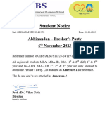 Student Notice: Abhinandan - Fresher's Party 6 November 2023