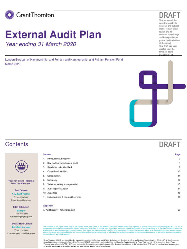 Hammersmith Audit Plan 2019/20 | PDF | Audit | Risk