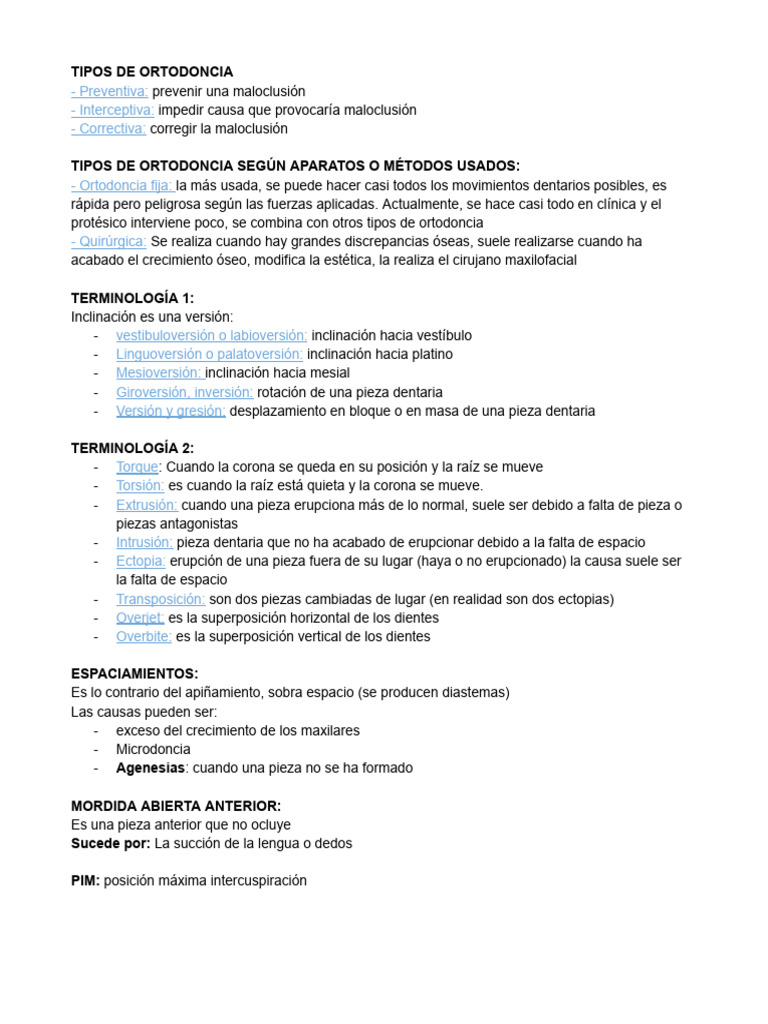Tipos y Clasificación de Ortodoncia | PDF | Ortodoncia | Odontología