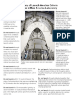 Summary of Launch Weather Criteria For Atlas V/Mars Science Laboratory