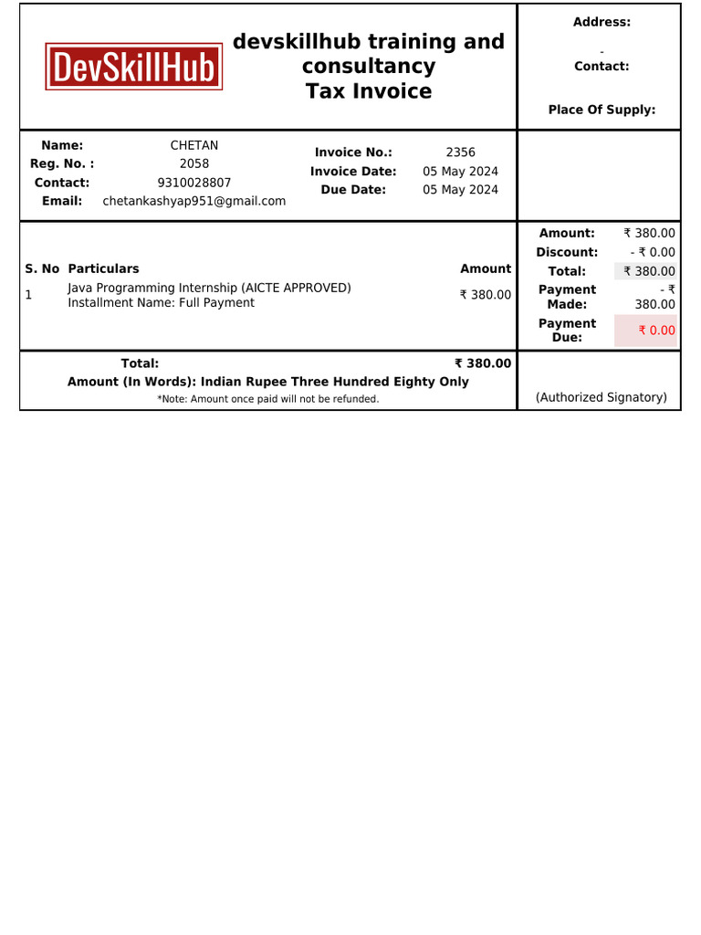 Java Programming Internship (AICTE APPROVED) - 1634883 | PDF