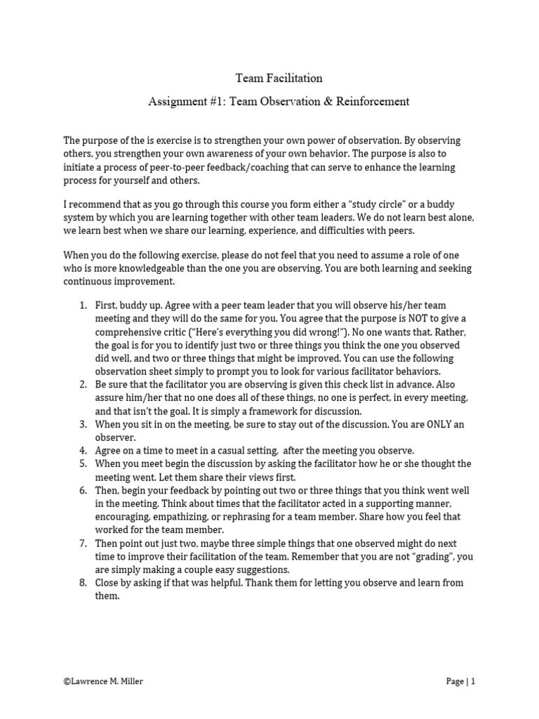 Assignment 1   Team Meeting Observation and Evaluation PDF