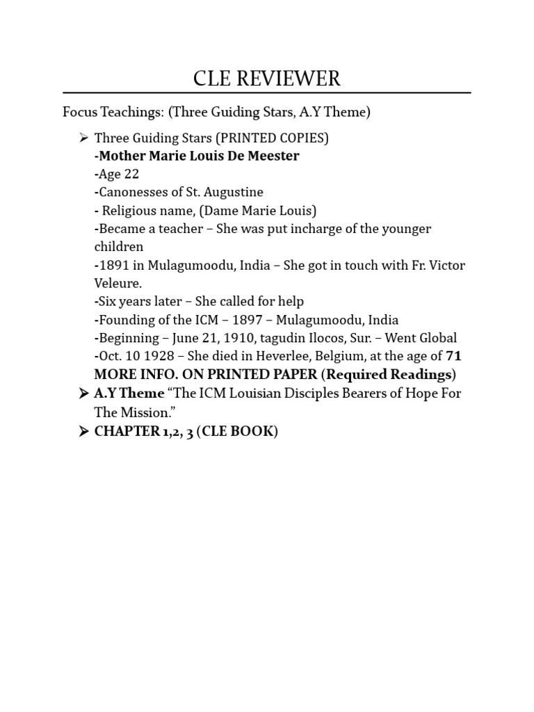 ICM Louisian Disciples CLE Review Guide | PDF