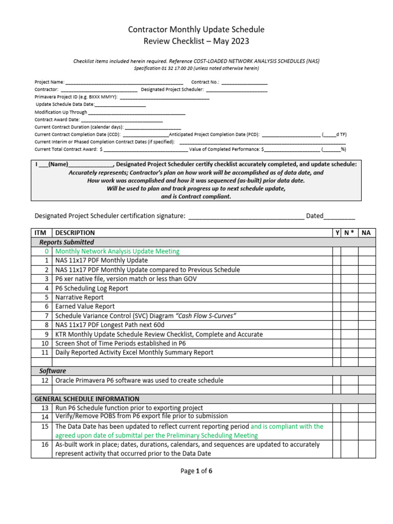 May 2023 Contractor Update Checklist | PDF | Workweek And Weekend