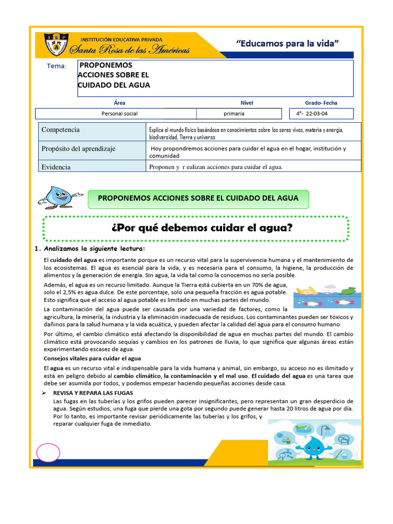 Acciones para Cuidar el Agua en Casa | PDF | Agua | Ducha