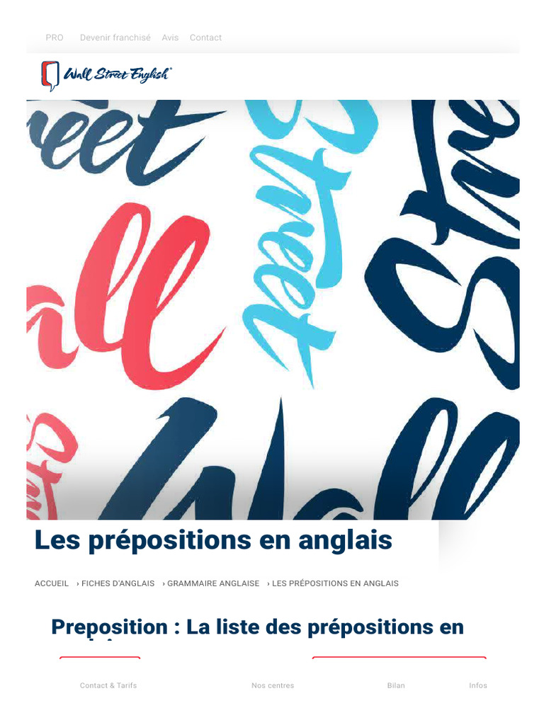 Liste des prépositions en anglais | PDF | Adposition | Linguistique